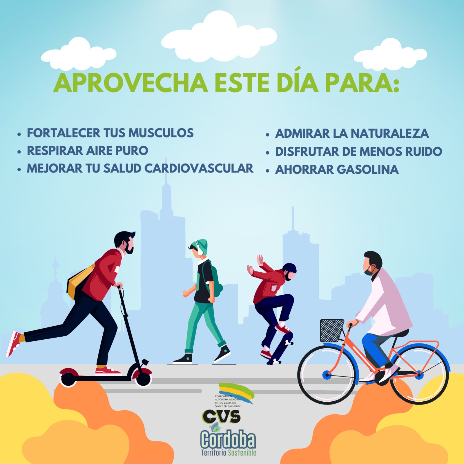 Personas animadas en bicicleta, Dia de movilidad sostenible