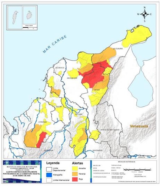 Mapa de temporada seca en Córdoba