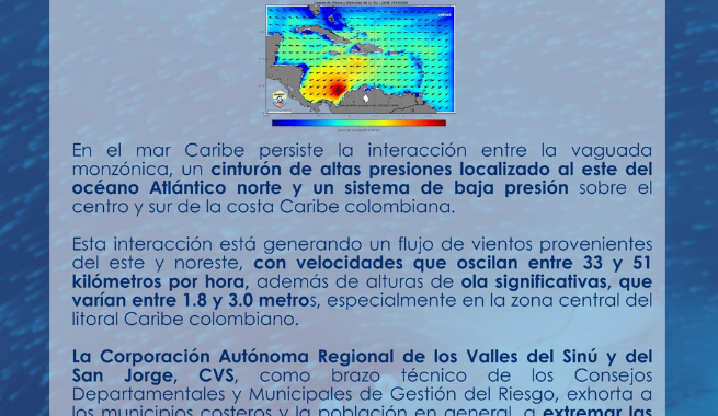 Imagen De Alerta Por Vientos Y Marea Alta.