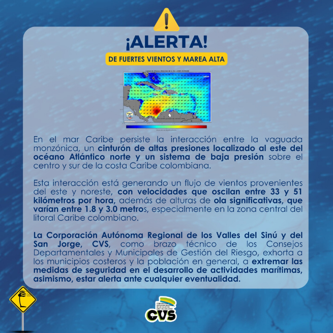 Imagen De Alerta Por Vientos Y Marea Alta.