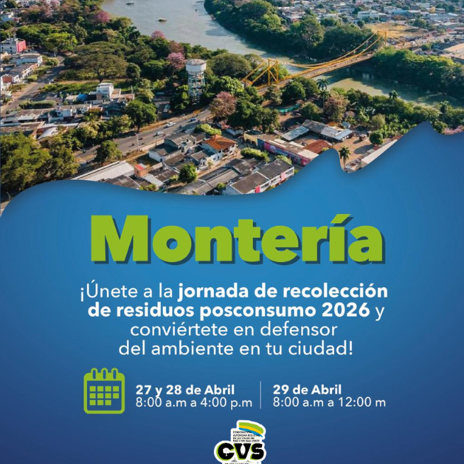 Imagen De Monteria De Fondo Con Invitación A Participar En La Jornada Posconsumo 2026 De La CVS